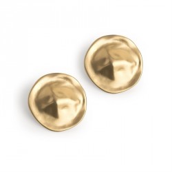 Earring - Round worn gold colour clip on earrings. -...