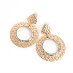 Earring - Matte gold crystal round earrings. - (ER30880)