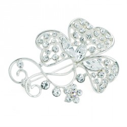 Brooch - Silver colour crystal and AB crystal flower...