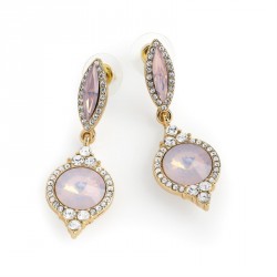 Earrings - Gold colour pink opal effect drop earrings. -...