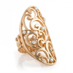 Ring - Matte gold colour AB crystal filigree design...
