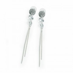 Earring - Silver colour crystal and CZ crystal chain drop...
