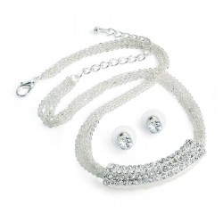 Necklace & Earring set - Seven row silver colour crystal...