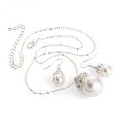 Necklace & Earring set - Silver colour crystal and white...