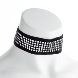 Necklace - Black and silver colour velvet look chain mail...