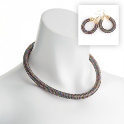 Necklace & Earring set - Gold colour metallic effect set...