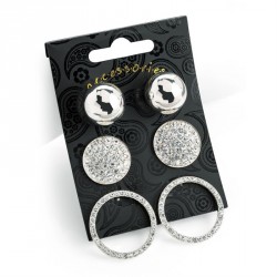 Earring set - Three pair silver colour crystal ball and...