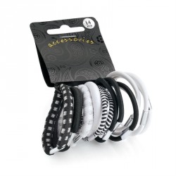 Hair tie set - Fourteen piece black and white colour hair...