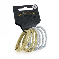 Hair tie set - Eight piece gold and silver metallic...