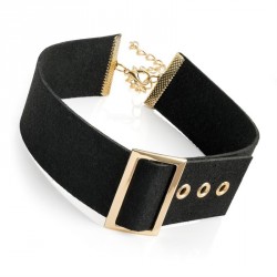 Necklace - Black and gold colour buckle design choker...