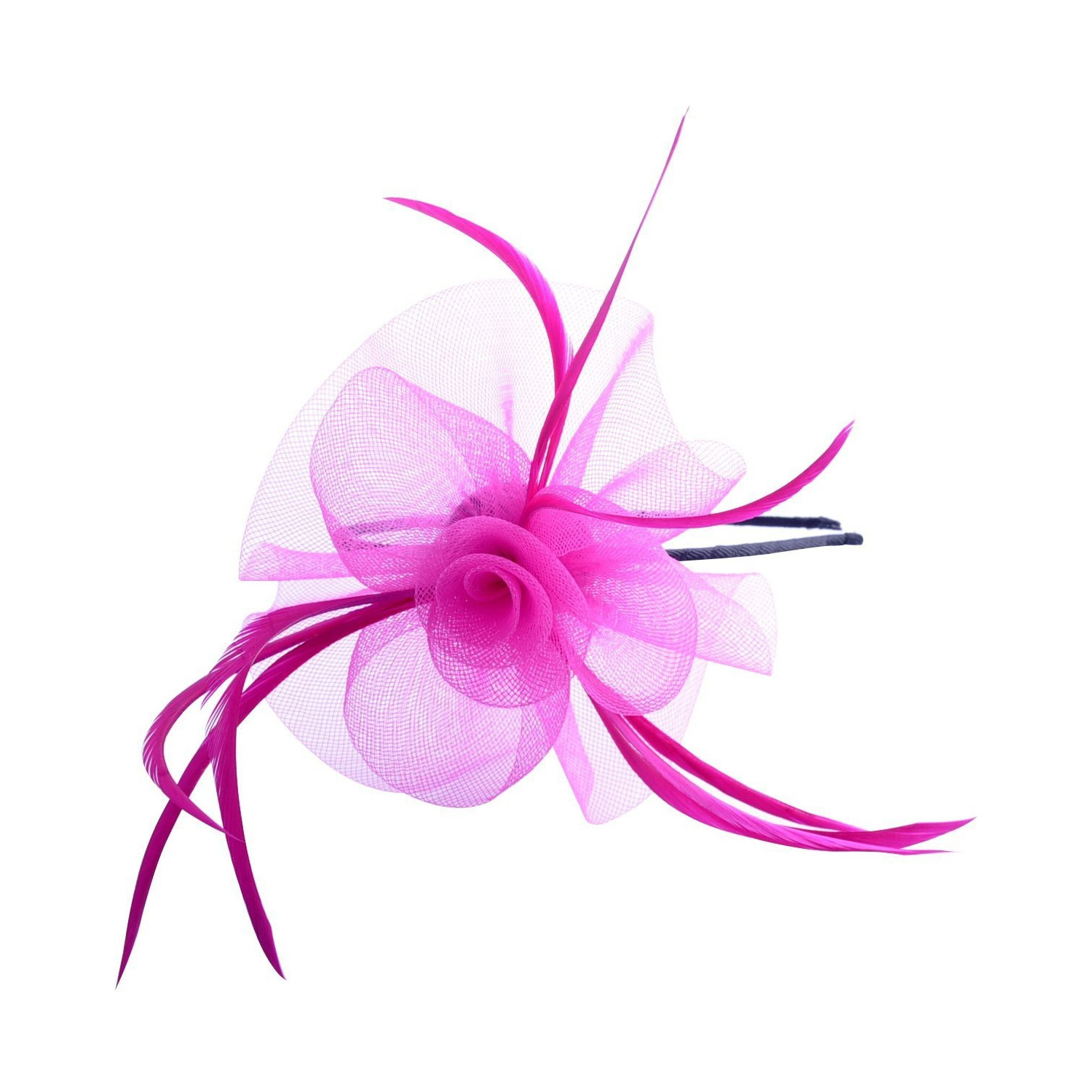 Fascinator Headband Hair Band - Looped net and feather with centre ...