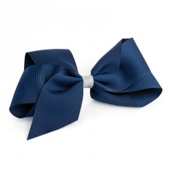 Hair bow - Navy and silver colour glitter bow hair clip....