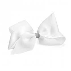 Hair bow - White and silver colour glitter bow hair clip....