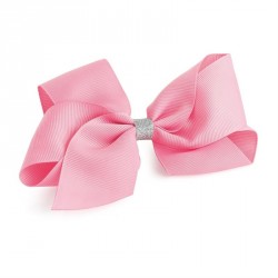 Hair bow - Pink and silver colour glitter bow hair clip....