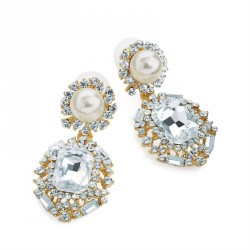 Earring - Gold and cream pearl colour post drop earrings....