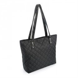 Bag - Black colour padded design handbag. - (BG30758)
