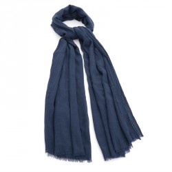 Scarf - Navy colour crinkle finish scarf. - (SC30742)