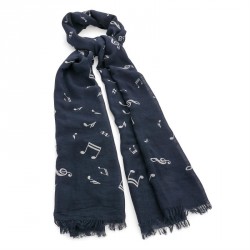 Scarf - Navy and white musical note scarf. - (SC30741)