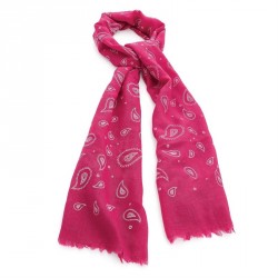 Scarf - Fuchsia and white colour paisley print scarf. -...