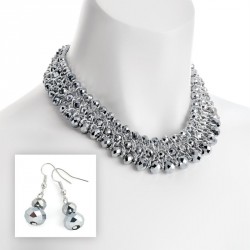 Necklace & Earring set - Silver colour and silver crystal...