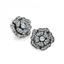Earring - Antique silver crystal flower design earrings....