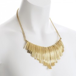 Necklace - Gold colour textured finish spray design chain...