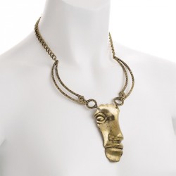 Necklace - Burnished gold colour half face design choker...