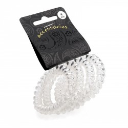 Four pieces clear colour coil hair elastic set. - (HA30711)