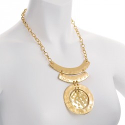Necklace - Gold colour textured finish round design chain...
