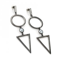 Earring - Hematite colour geometric design post drop...