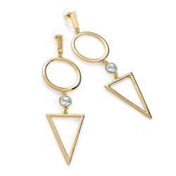 Earring - Gold colour geometric design post earrings. -...