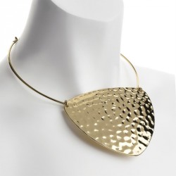 Necklace - Gold colour stamp effect large motif collar...