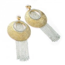 Earring - Two tone gold and silver colour crystal chain...