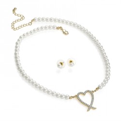 Necklace & Earring set - Gold and white pearl colour...