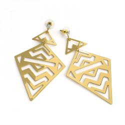 Earring - Gold colour crystal triangle cut out design...
