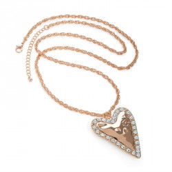 Necklace - Rose gold colour crystal heart design chain...