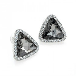 Earring - Rhodium colour crystal and black diamond effect...