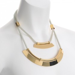 Necklace - Two tone two row gold and silver colour chain...