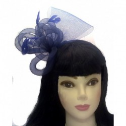 Fascinator - Navy Coiled mesh decoration gathered alice...