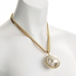 Necklace - Gold and cream pearl colour crystal ball chain...
