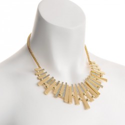 Necklace - Gold colour silver glitter effect chain...