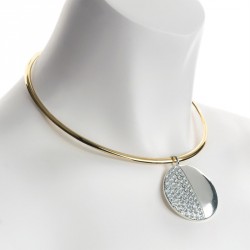 Necklace - Two tone gold and silver colour crystal collar...