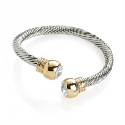Bracelet - Two tone rhodium and gold colour crystal twist...
