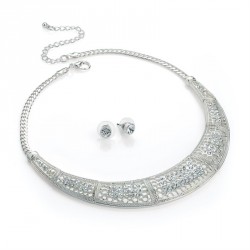 Necklace & Earring set - Silver colour crystal chain...
