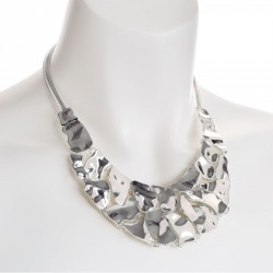 Necklace - Silver colour metal stamp design chain...
