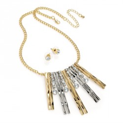 Necklace & Earring set - Two tone gold and rhodium colour...
