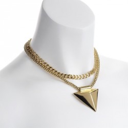 Necklace - Two row gold colour chain triangle design...