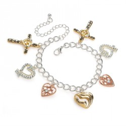 Bracelet - Three tone gold, rhodium and silver colour...