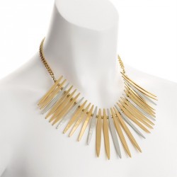 Necklace - Two tone gold and rhodium colour spike design...