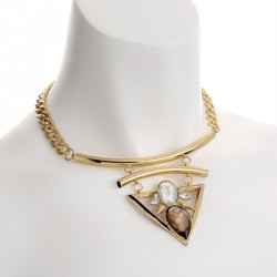 Necklace - Gold colour crystal and smoke topaz effect...